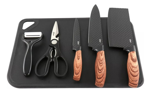Set De Cuchillería Oster 6 Pcs Con Tabla De Picar Gunderson