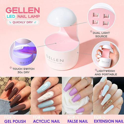 Gellen Kit De Uñas Y Pegamento En Gel, Kit De Uñas Acrílicas