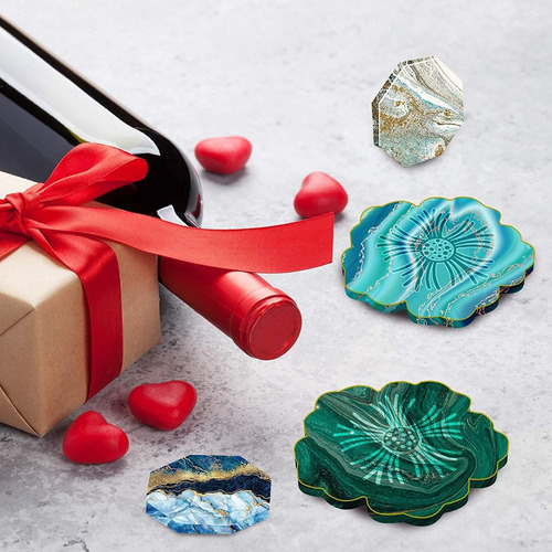 8 Piezas Moldes De Resina Silicona Para Posavasos De Flores