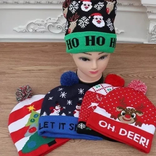 Gorro Navideño Con Luz Led, Al Por Mayor, Lote De 10 Piezas