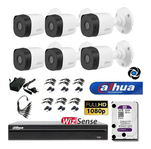 Imagen 1 de 10 de Kit Seguridad Dahua Cctv Dvr 8ch + 6 Camaras 2mp 1080p + 1tb