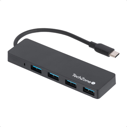Hub Usb Tipo C Con 4 Puertos Usb 3.0 De Alta Velocidad Color Negro