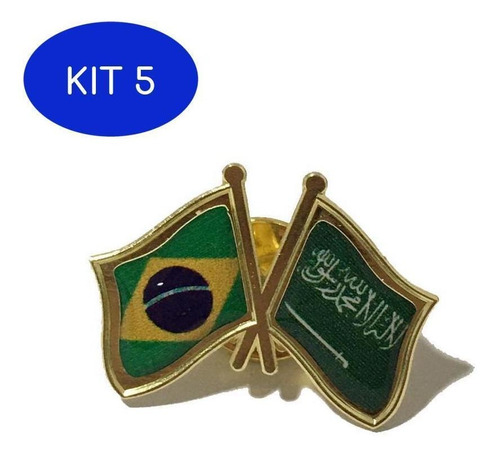 Kit 5 Pin Da Bandeira Do Brasil X Arábia Saudita