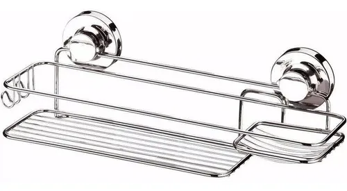 Soporte cromado para champú y jabón con ventosa