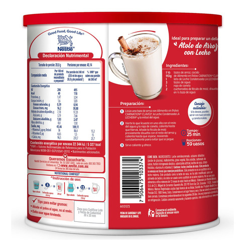 Bebida En Polvo A Base De Leche Nestlé Carnation Polvo 1.3kg