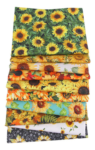 10 Piezas De Tela De Otoño, Patrón De Girasol, Material
