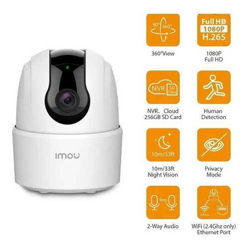 Cámara De Seguridad Imou Ranger 2c 2mp Audio Visión Nocturna Color Blanco