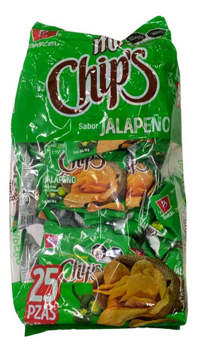 Papas Chips Mini Chips Jalapeño Con 25 Piezas De 18g C/u