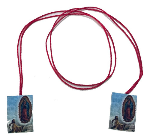 56 Collar Hilo Rojo Escapulario Virgen  Guadalupe Juan Diego