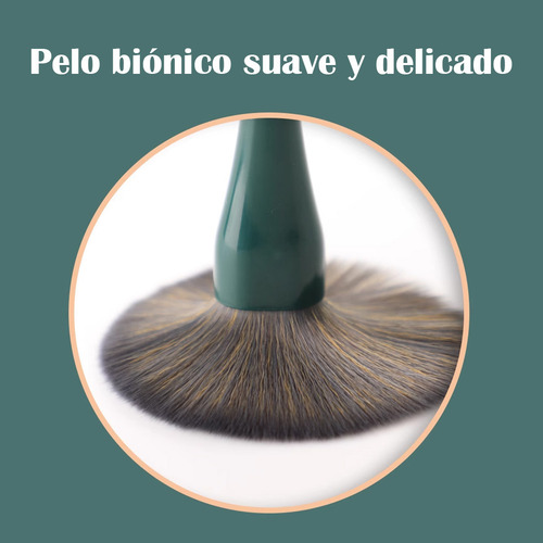 Set Brochas De Maquillaje Mini 5 Piezas Con Espejo Portatil