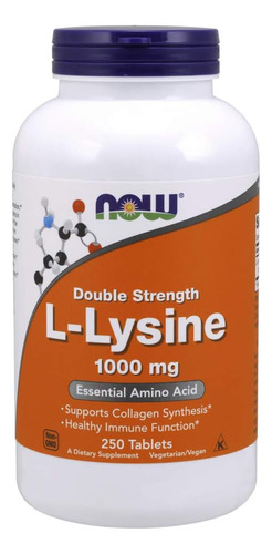 L Lisina 1000 Mg Doble Resistencia Aminoacido 250 Tab