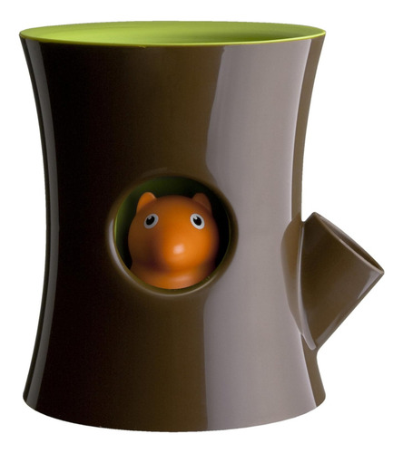 Ql10075br G - Maceta De Tronco Y Ardilla Café Y Verde