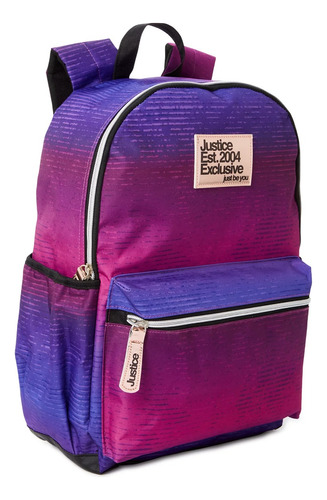 Mochila Justice Girls Con Compartimiento Para Laptop 17  Lila Metalico