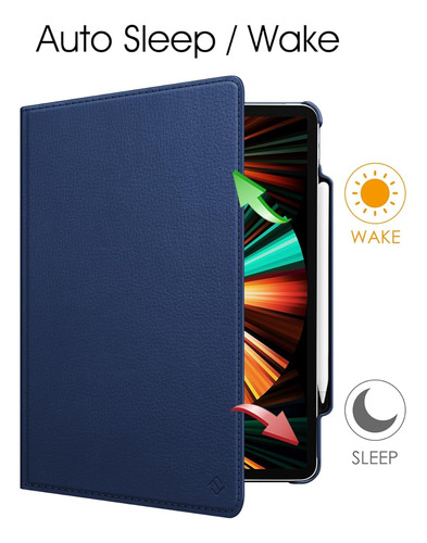 Funda Giratoria Para iPad Pro 12,9 6ª Gen Azul 360 Grados