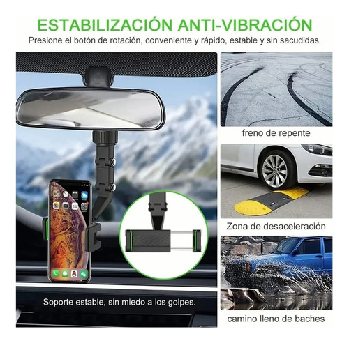 . Soporte For Teléfono Con Espejo Retrovisor 360o Multiuso