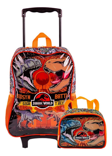 Mochila Escolar Infantil Menino Com Rodinha Jurassic World G