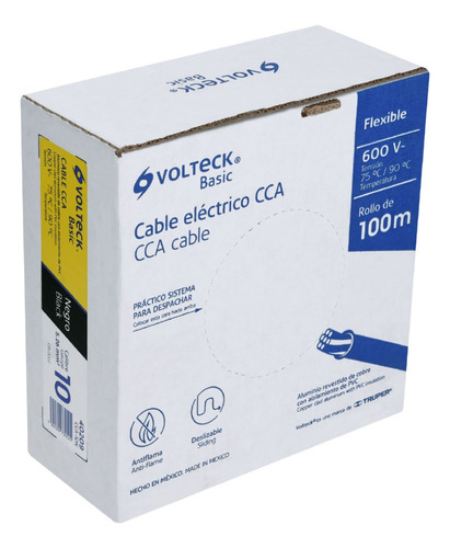 Rollo De 100 Metros De Cable Thw Cca 8 Awg Negro 40205