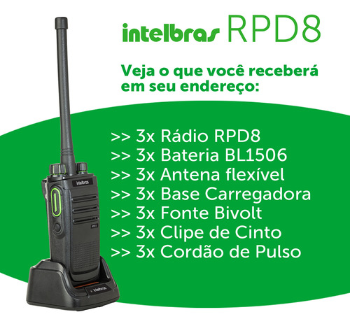 3 X Radiocomunicador Intelbras Rpd8 Vhf Compativel Dep450