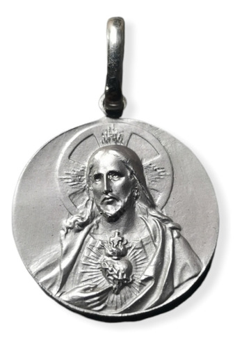 Medalla Plata 925 Sagrado Corazón De Jesús #1114 Bautizo 