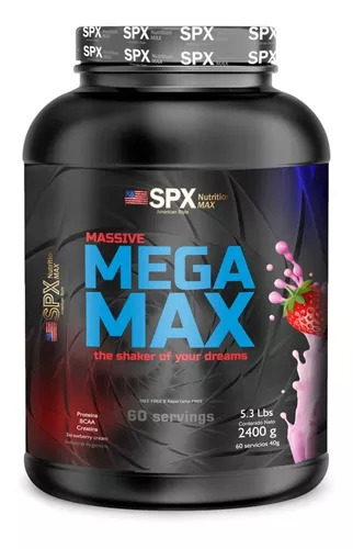 Spx Mega Max Super Concentrado Proteico Sabor Strawberry Cream Con Bcaa, Creatina 2400gr