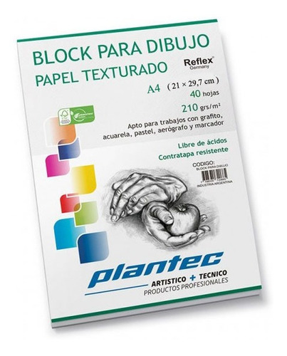 Block De Hojas De Dibujo Plantec - Texturado A4 Encolado