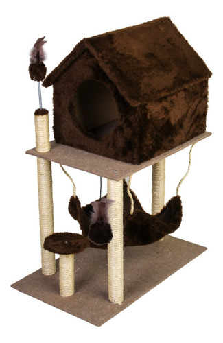 Arranhador Gato Casa Dois Andares com rede Cor Marrom