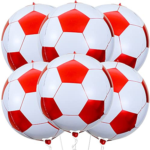 Katchon, Huge 22 Inch Red Soccer Globos - Pack Of 6, Soccer