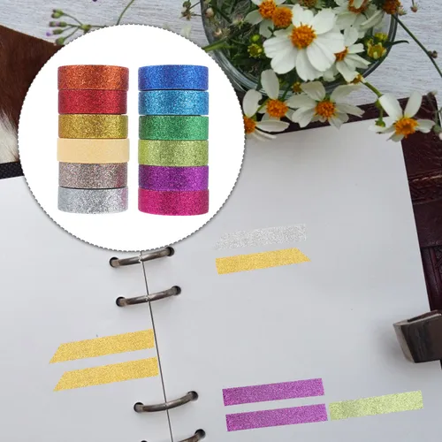 Cintas Decorativas De Color Caramelo, Cinta Adhesiva, 12 Rol