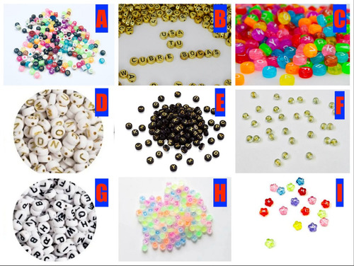 Imagen 1 de 2 de Separador Letra De Acrilico Bisutería Pulsera 100 Gr G27ac