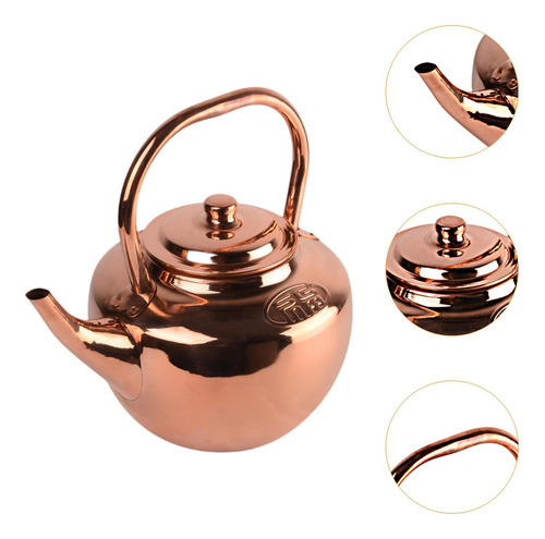Tetera De Cobre, Tetera, Infusor De Té 3l Caño Corto Rojo