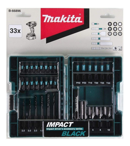 Set De Puntas Y Brocas Makita Impact Black 33piezas B-66896