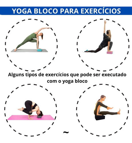 Kit de 4 unidades de esterilla de yoga, bloque de EVA, cordón, banda elástica, color lila