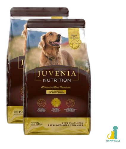 Alimento Juvenia Nutrition Perro Mediano Y Grande 2 X 15 Kg