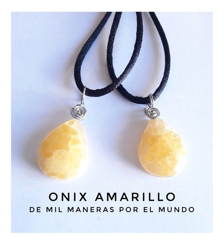 Imagen 2 de 5 de Dije Ónix Amarillo-naranja. En Acero. C/cordón Regulable
