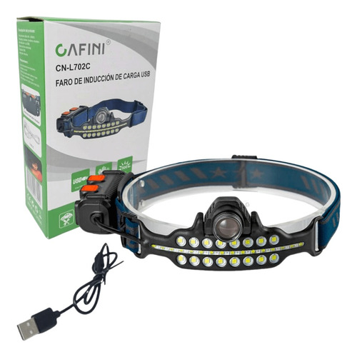 Linterna Frontal Cafini Con Sensor Reflector Carga Usb L702c