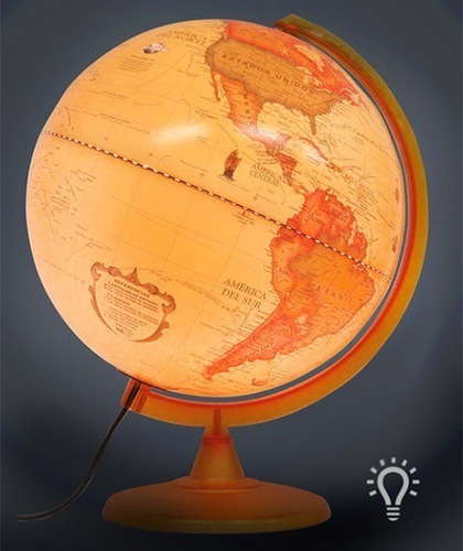  - Globo Terraqueo 20cm Base  Plast. Con Luz  Sepia