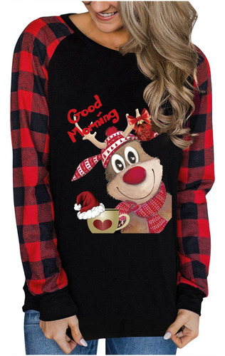 . Camiseta Holgada De Manga Larga Estampada A La Moda For