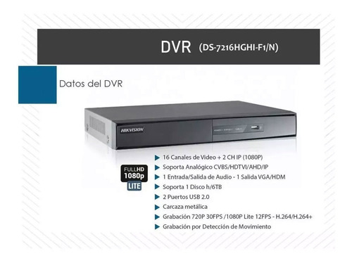 Kit Camaras Hikvision Dvr 16 Ch + 6 Domos + Disco + Conec