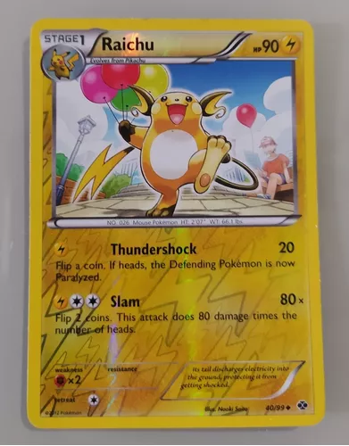 Card Raichu 40/99 Pokemon Raro Original