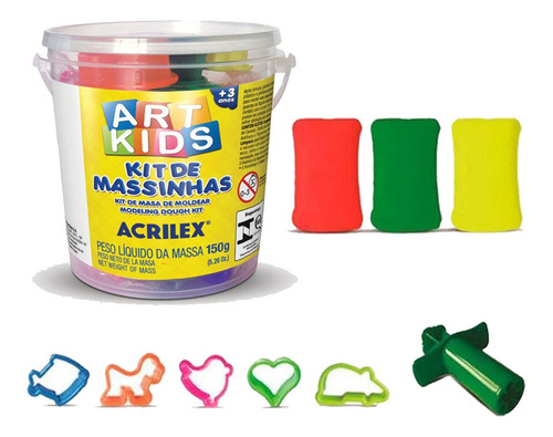 Massa Para Modelar C/ 2 Baldinhos De Massinhas + Moldes 300g