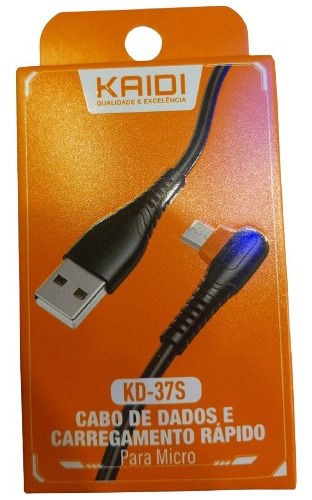 Cabo Usb De Dados E Carregamento Rapido V8 Em L 1m 90 Graus Cor Preto