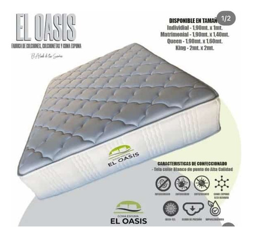 Colchon 1 Pilow Antialérgico El Oasis 100x190
