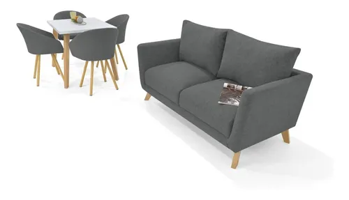 Set De Comedor Lugo Matiz 4 Puestos Y Sofá Montecarlo