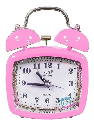 Reloj Despertador Antiguo Metalico De Campana Rectangular