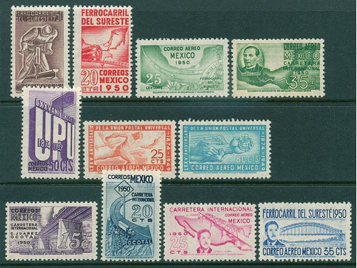 Mexico 1950 Año Completo Timbres Conmemorativos Foto Mint Fi