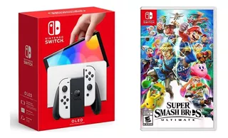 Consola Nintendo Switch Oled Wht+ Juego De Super Smash Bros