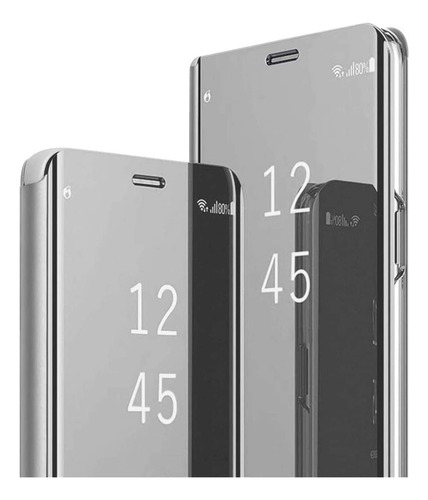 Funda Para Samsung A16 Clear View + Vidrio Full 9d C/huella Plateado