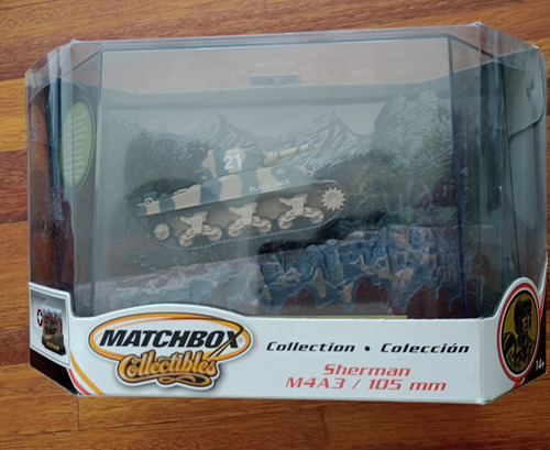 Tanque Matchbox Sherman M4a3 Diecast Con Diorama 1/72 Ww2