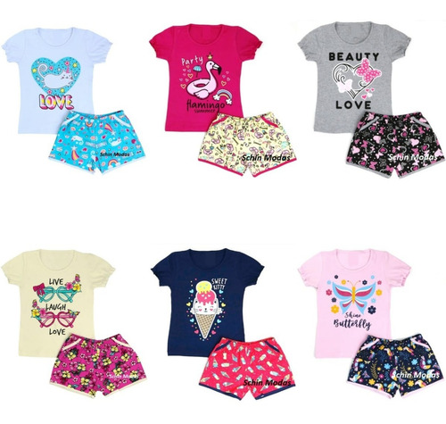 Kit 6 Conjuntos Infantil Menina Verão Roupa Criança