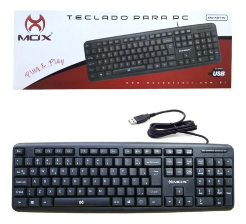 Kit 10 Teclados Com Fio 2.0 Usb 110 Tecla Ergonômico Atacado